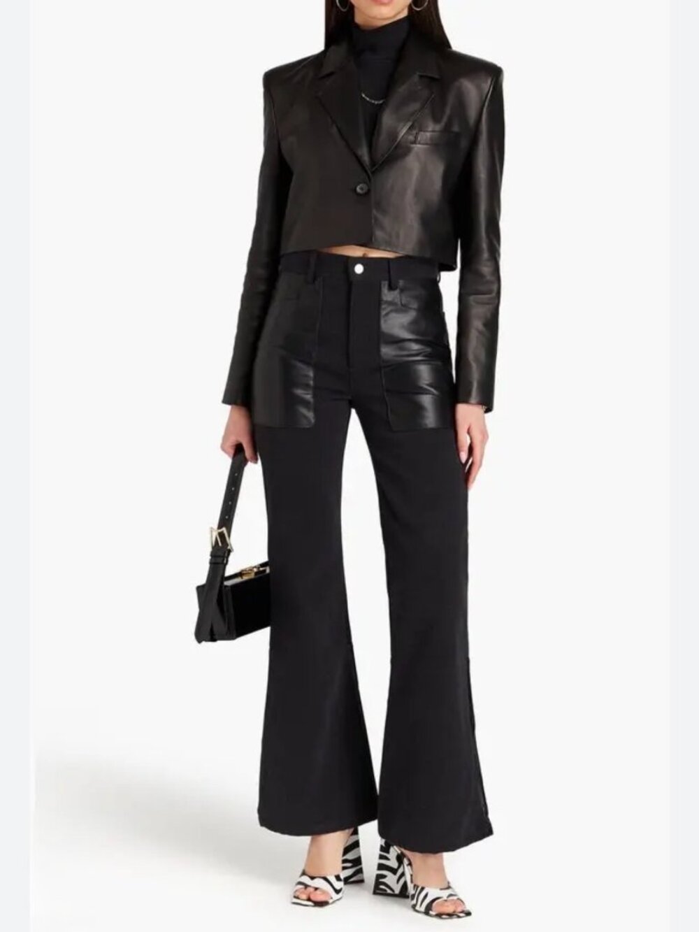 Wandler wide leg jeans, black, high-rise, size 28